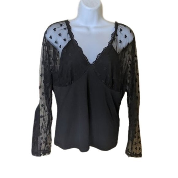 Black Blousy Mesh Top Size 1XL - Picture 2 of 5